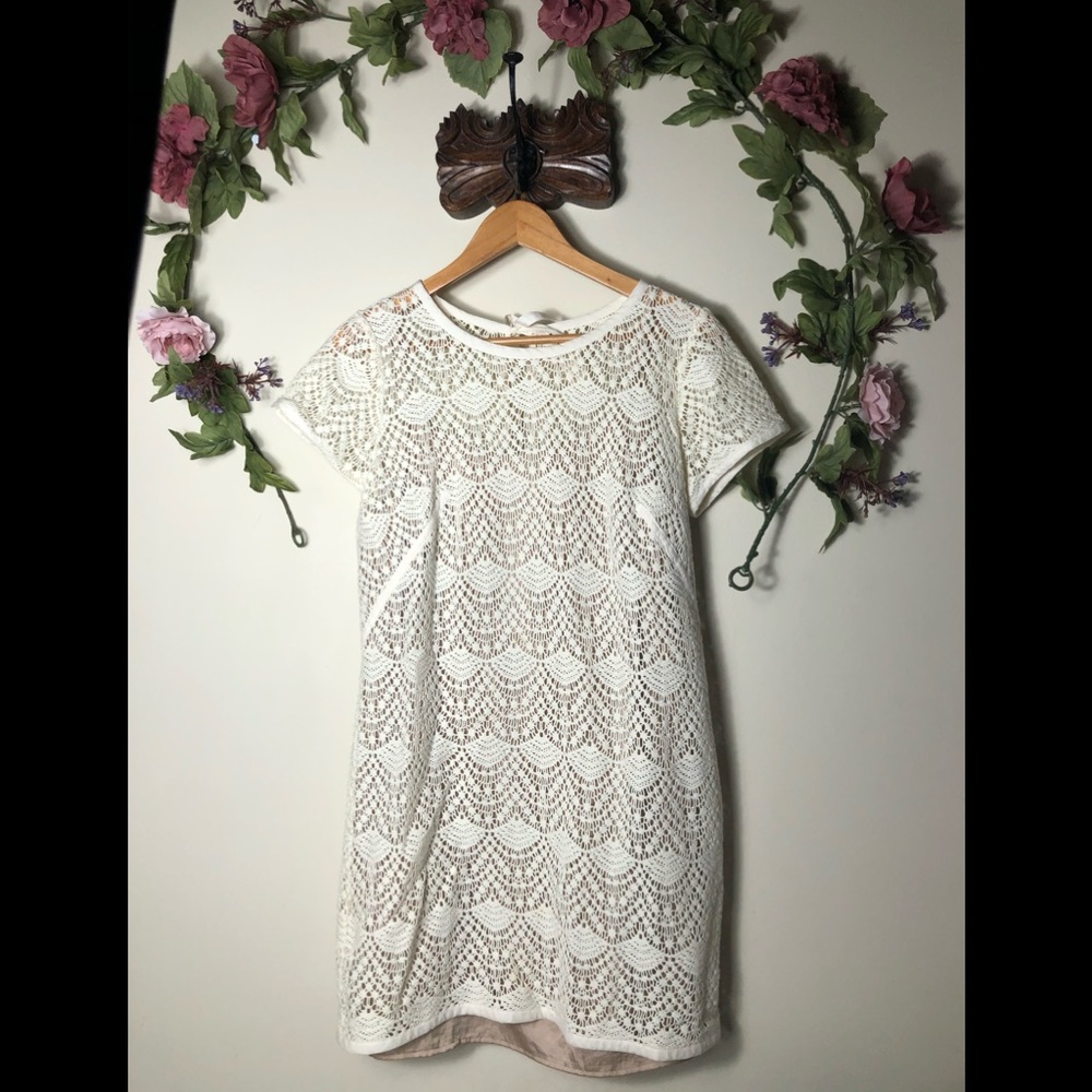 Ann Taylor | LOFT | White Midi Dress w. Slip